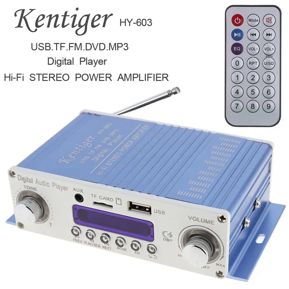 

Kentiger Digital HI-FI Audio Player Car Amplifier FM Radio Stereo Player Support SD / USB / DVD / MP3 Input with Remote Control
