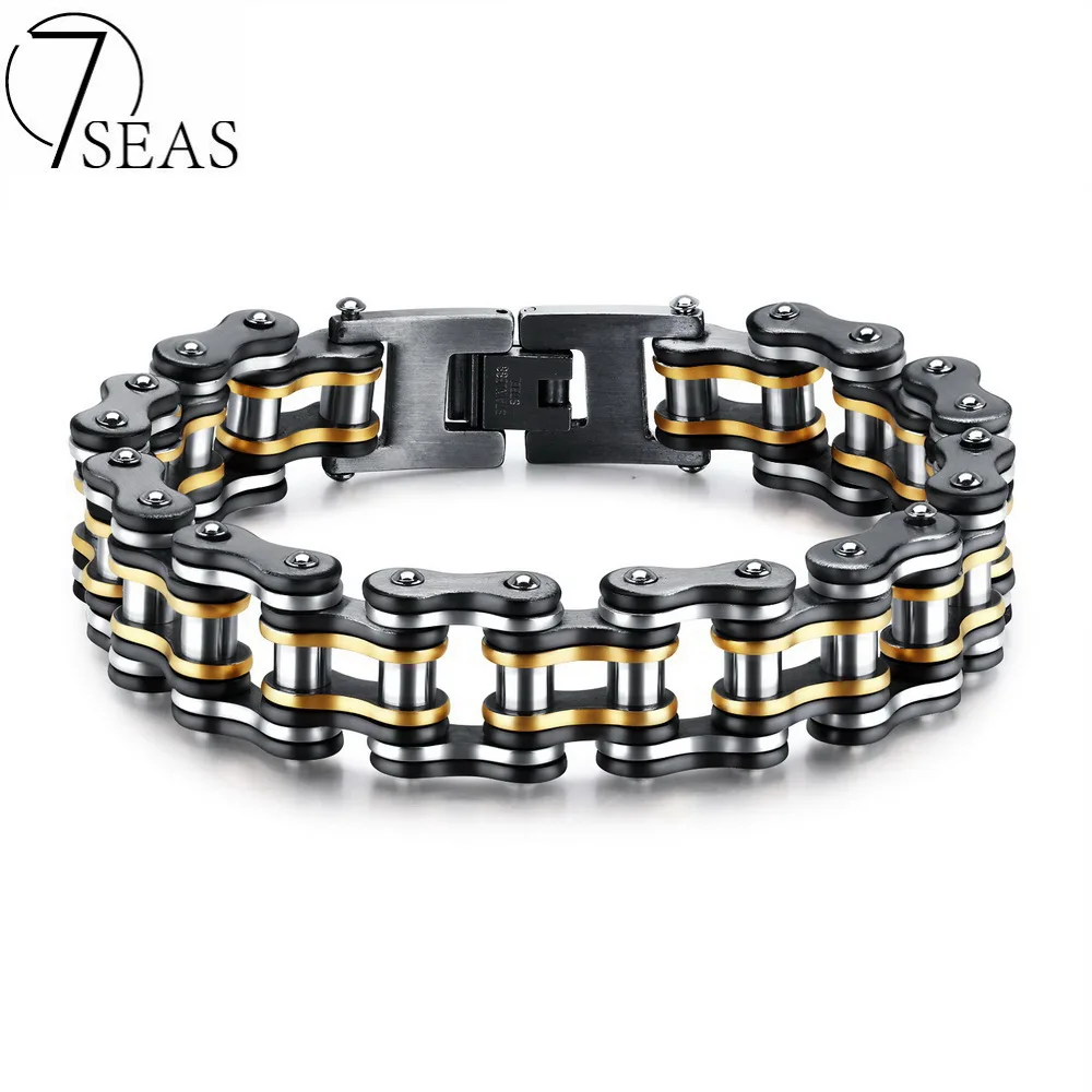 7 морей Для мужчин велосипед браслет цепочка Нержавеющая сталь Байкер Мотоцикл