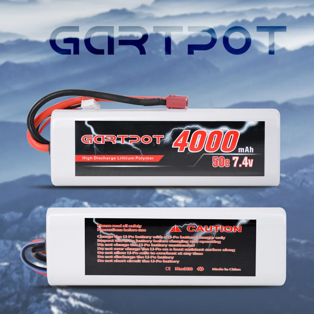 2 шт. аккумулятор GARTPOT Lipo 4000 мАч 7 4 В автомобильная батарея RC 2S 50C с разъемом Deans для