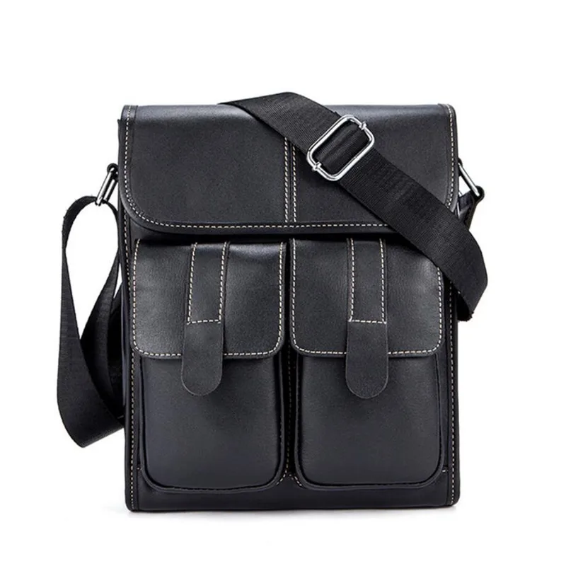 Классическая винтажная черная/коричневая/кофейная Мужская сумка из натуральной