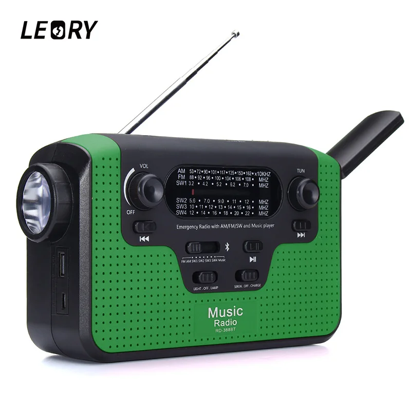 Портативный уличный bluetooth радиоприемник LEORY ручной на солнечной батарее для