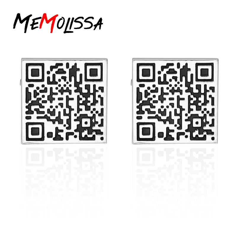 MeMolissa запонки французский рубашка для мужские брендовые эмаль qr-код Запонки роскошные свадебные кнопку серебряные Высокое качество