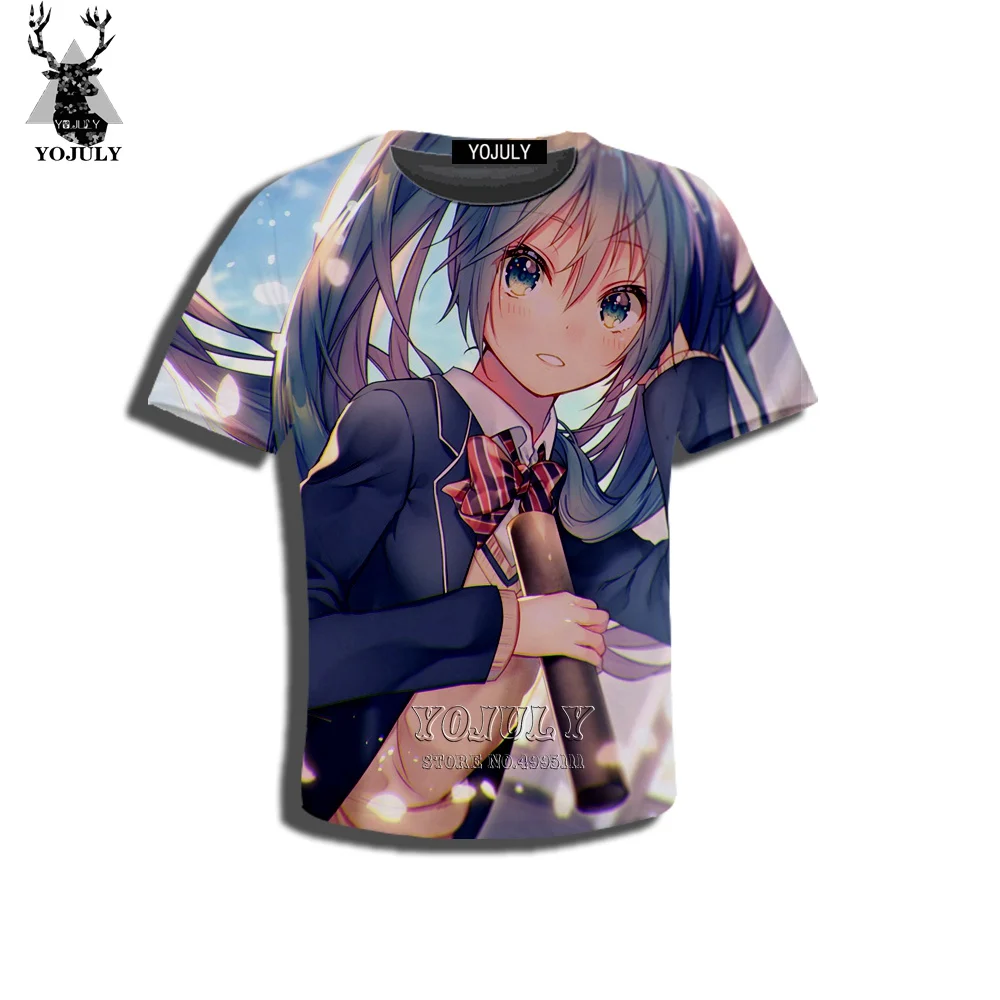 YOJULY/Детская Повседневная футболка с 3D принтом аниме для девочек, Vocaloid Hatsune Miku Kawaii летняя футболка одежда для мальчиков и девочек C35 - Цвет: 2