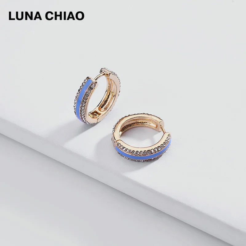 A0654BL LUNA CHIAO, дизайн, популярные эмалированные медные мини-серьги-кольца, летние серьги-манжеты для женщин - Окраска металла: A0654BL
