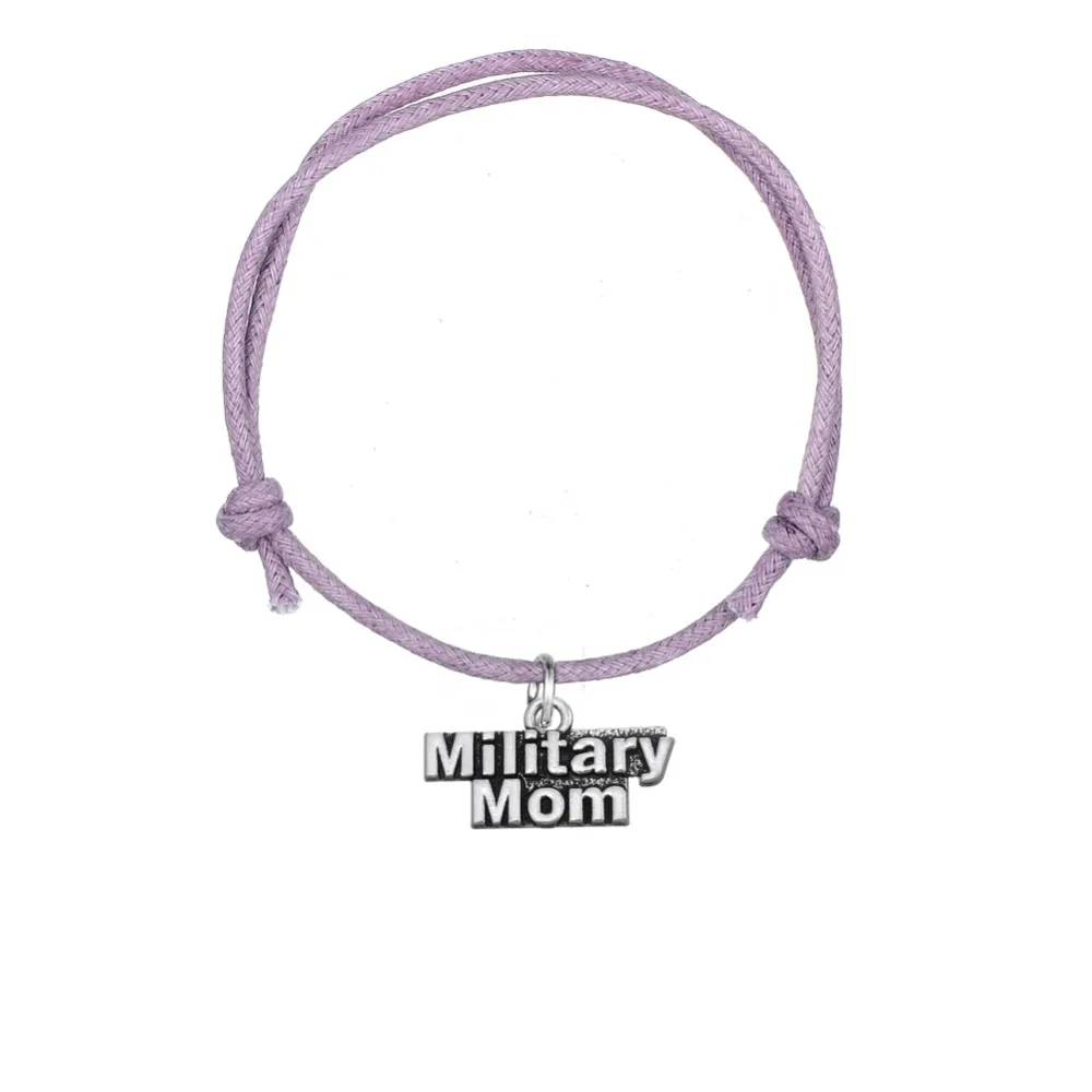 Teamer DIY Colorful Adjustable Waxed Cord Bracelets Pendant with Message Military MOM best gifts 5pcs/lot | Украшения и
