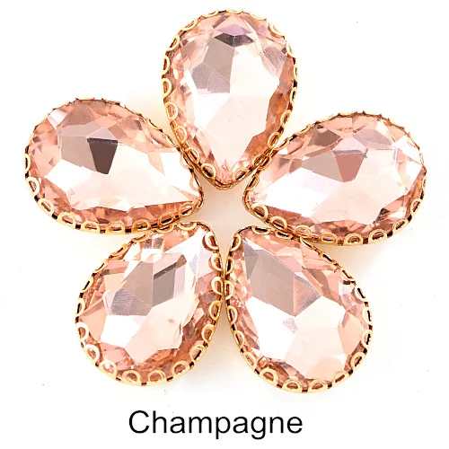 Champagne 20 шт. золотые стразы с кружевами и каплевидными кристаллами для шитья одежды, украшений для одежды, сумок B1182 - Цвет: Champagne