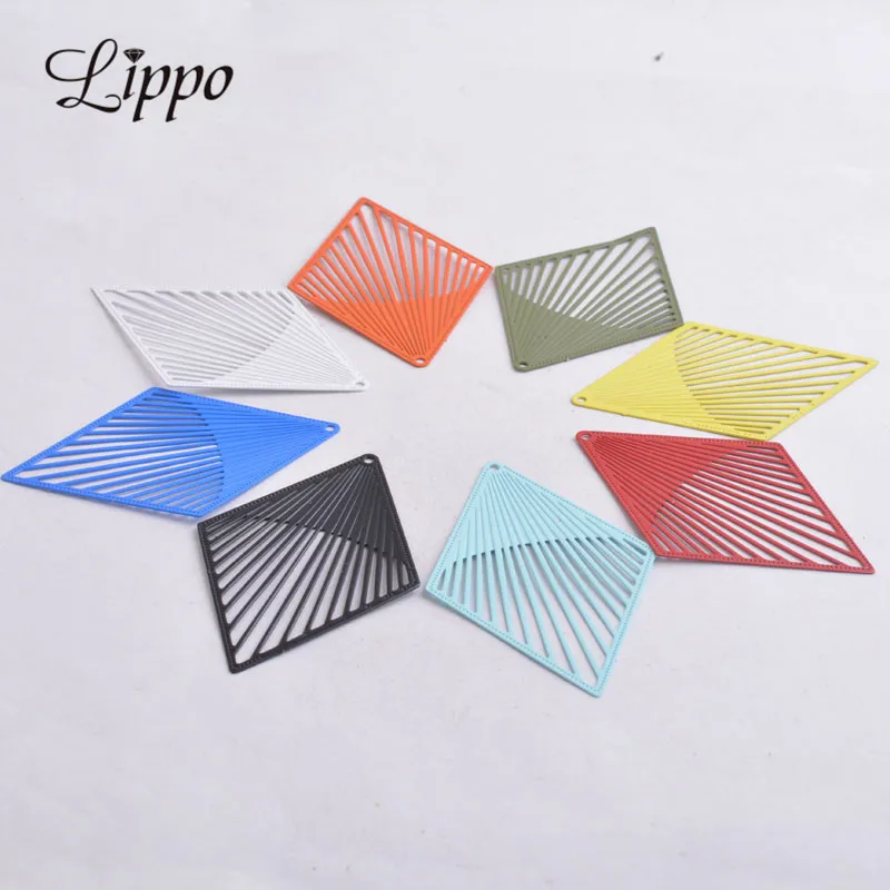 

30pcs AB3484 38*61mm Rhombus Charms Yellow Pendants Earring Accessory For Jewelry Making Earrings DIY
