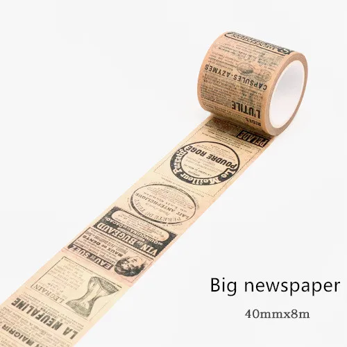 Big Newspaper 40mm Ретро креативная васи лента винтажное Украшение скрапбукинг маскирующая лента bullet journal декоративные наклейки DIY - Цвет: Big Newspaper 40mm