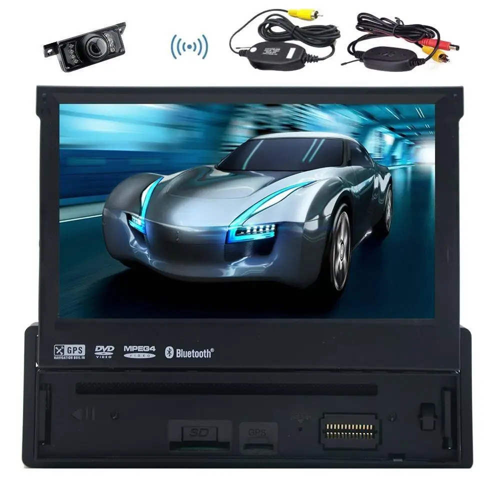 Беспроводной камера + Din 7 ''Автомобильный GPS DVD плеер в тире навигации головное