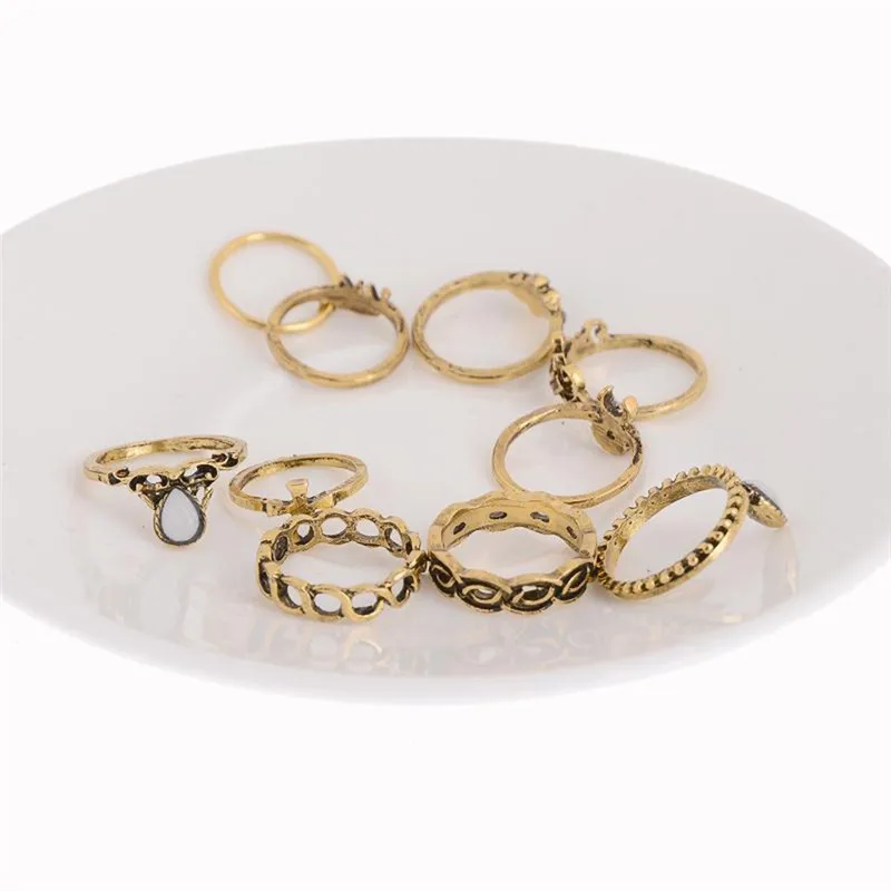 10pcs/set Mid Midi Above Knuckle Alloy Ring Band Gold Silver Color Tip Finger Stacking Punk Jewelry Accessories | Украшения и
