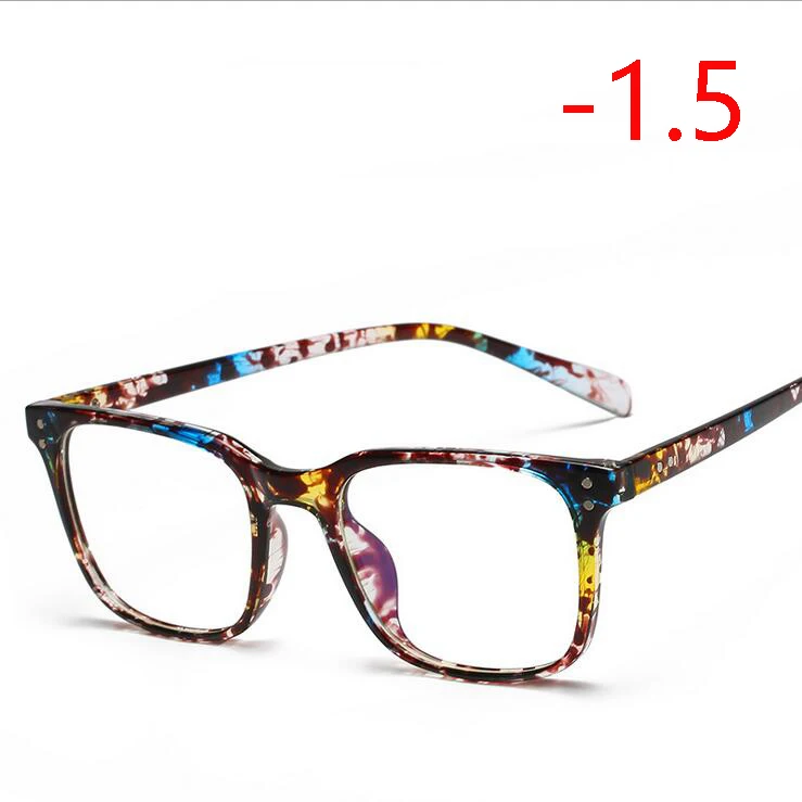 Myopia 150 1,56, асферические линзы, очки по рецепту, для женщин и мужчин, Ретро стиль, Rice Nail TR90, квадратные очки для близорукости, черная оправа, 0~-4,0 - Цвет оправы: Myopia 150