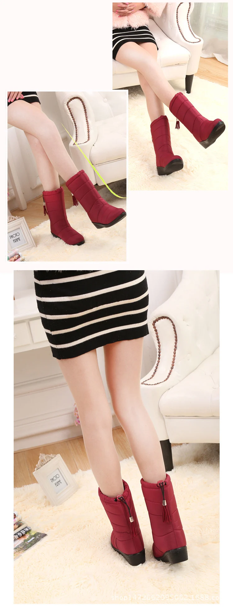 Solid color winter women boots fashion comfortable flat with ankle boots women waterproof zip snow boots shoes woman
