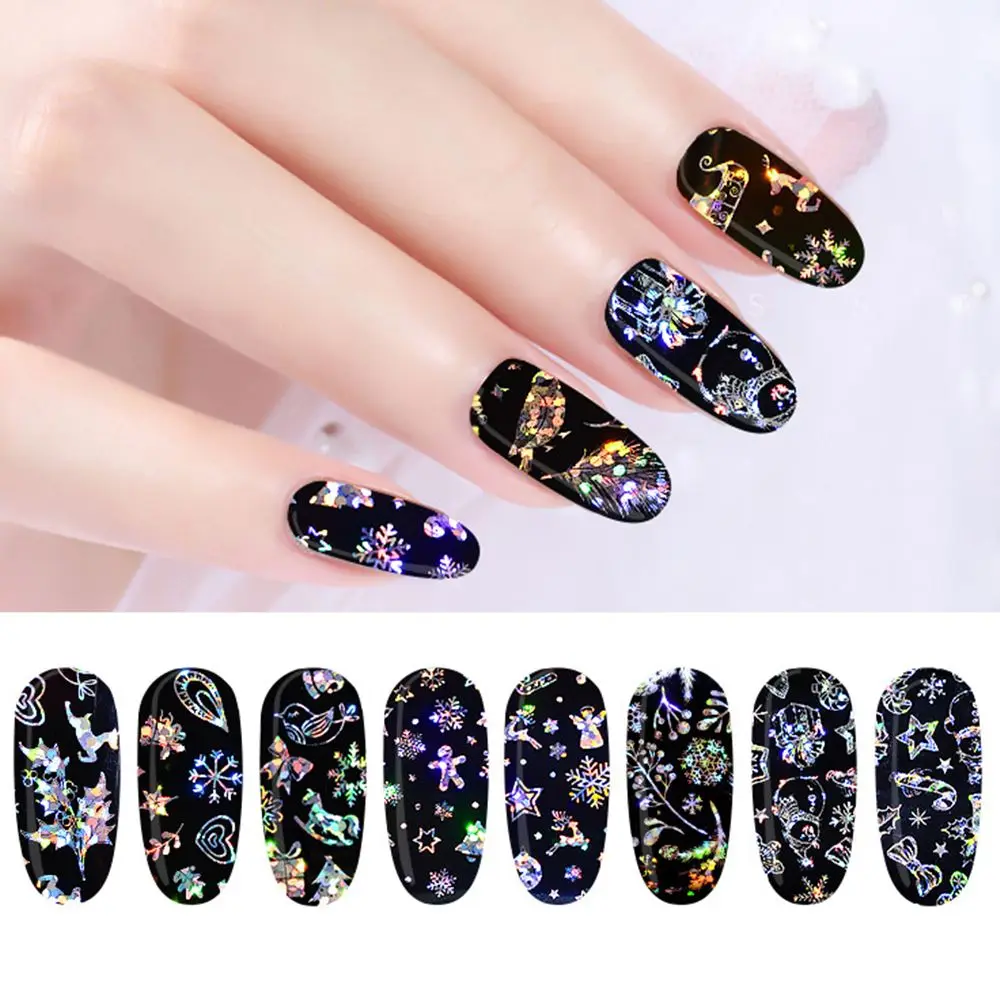 1 пижамный комплект на Рождество для ногтей Фольга со снежным цветком Star наклейка