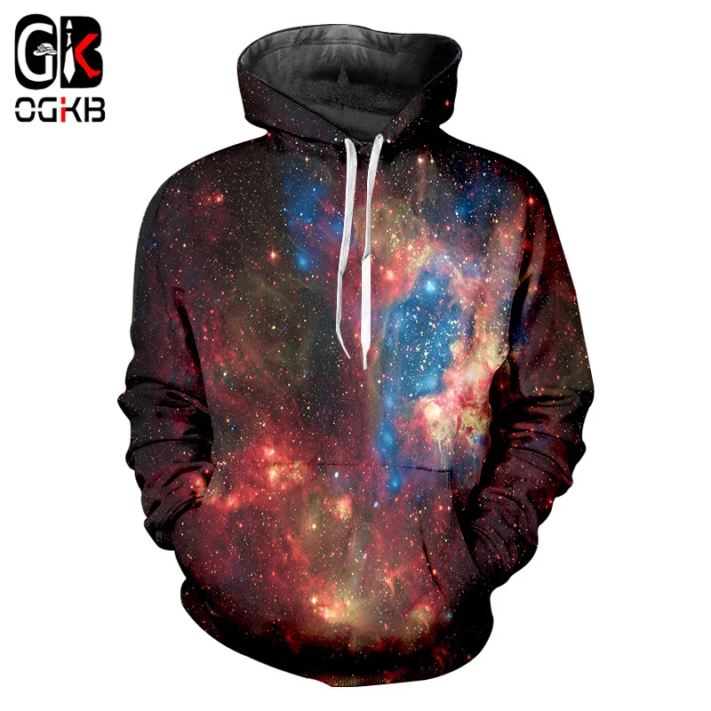 OGKB 2018 Осень Зима теплые толстовки для женщин/мужчин крутой Принт Галактика