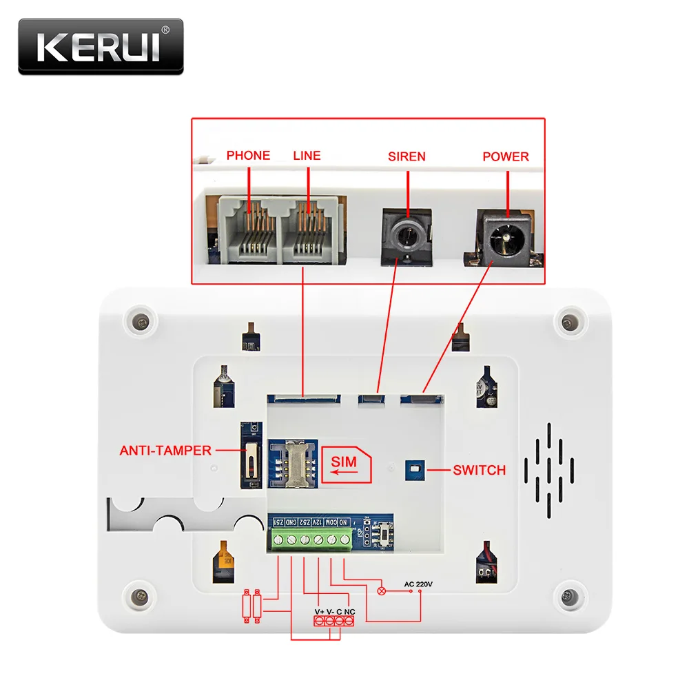 KERUI, 8218G, белая, черная панель управления будильником, Android, IOS, приложение, управление, GSM PSTN, домашняя охранная сигнализация
