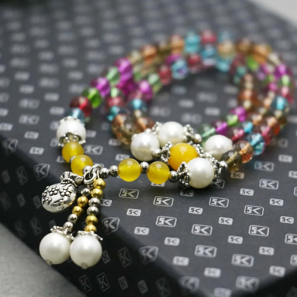 6 мм этнический стиль красочные турмалиновый халцедон хрустальные бусы браслет