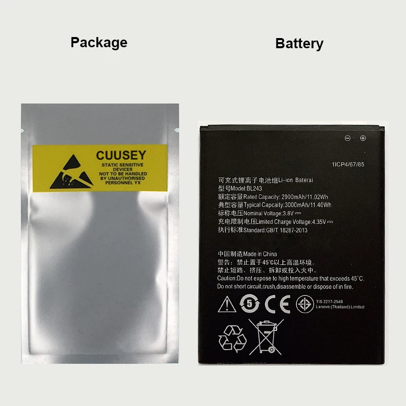 Новейший Высококачественный аккумулятор BL243 для Lenovo Lemon K3 Note K50 T5 A7000 A5500 A5600 A7600 3000mAh