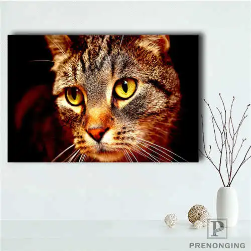 Canvas Poster Пользовательские Холст плакат Cute_Cat_Backgroun Печатный постер ткань стены искусства картины для декора гостиной#18-12-16-H-02-93 - Цвет: Canvas Poster