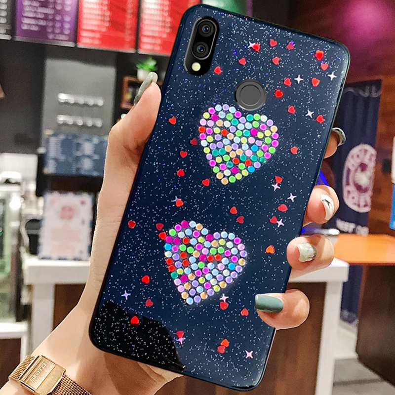 Чехол для Huawei Honor 8X Блестящий Мягкий чехол из ТПУ с бриллиантами двойной любовный