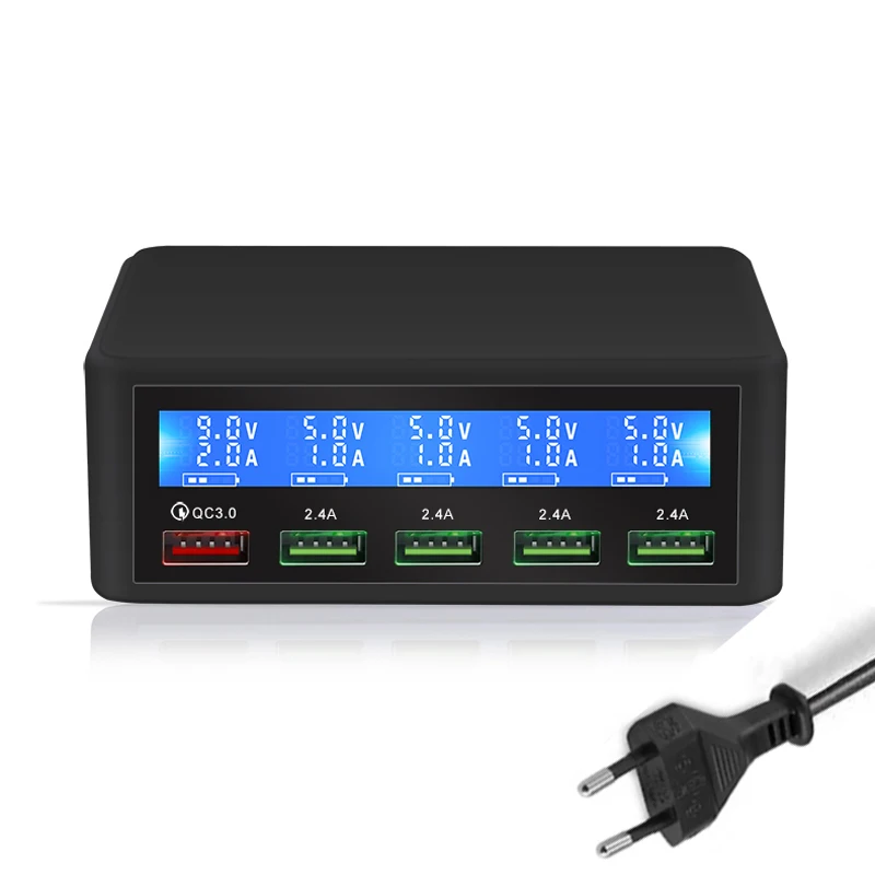 USB быстрое зарядное устройство 40 Вт мульти 5-портовый светодиодный дисплей QC 3 0