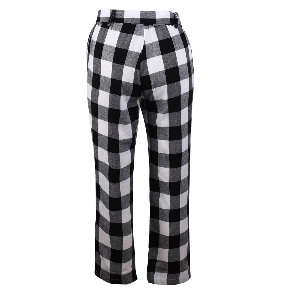 High Quality Women Fashion Autumn Plaid Waist Pants Ankle-Length Elegant Office Ladies Trousers Female | Женская одежда