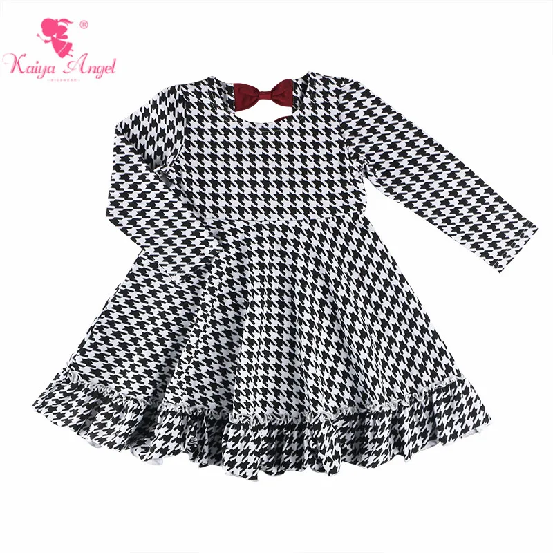 Kaiya Angel 2018 Boutique Girls Bow Dress Toddler Long Sleeve Autumn Winter Cotton Clothes Princess Holiday Party One Piece | Детская