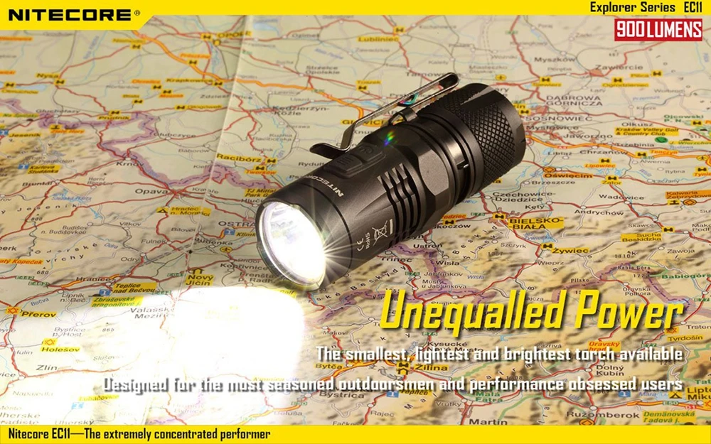 NITECORE EC11 мини EDC 900 люмен CREE светодиодный мини-светильник фонарь с красным светильник imr 18350 батарея без батареи