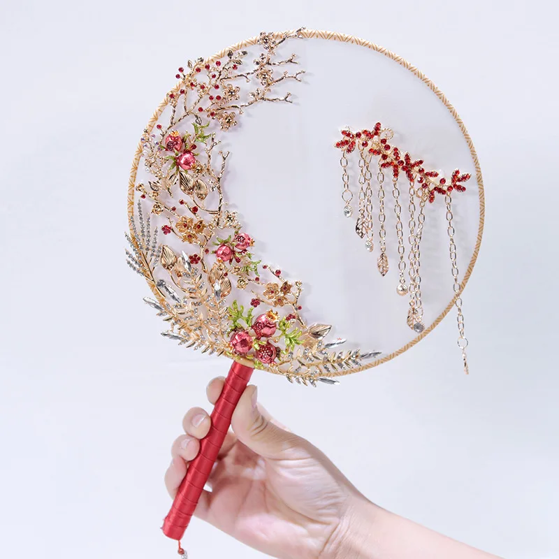 Роскошные китайские красные свадебные веерообразные букеты jaevini золотые