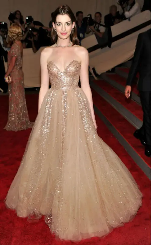 Anne Hathaway Nude Sequins Sweetheart 