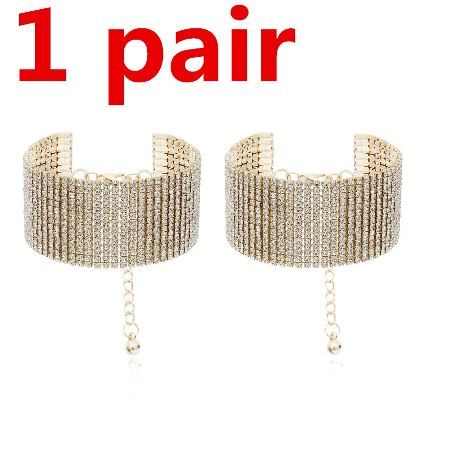 Golden 1 pair Ingemark/Роскошные блестящие стразы; браслет на щиколотке; женские пляжные сандалии; черные сандалии; пикантные женские прозрачные украшения для щиколотки стопы - Окраска металла: Golden 1 pair