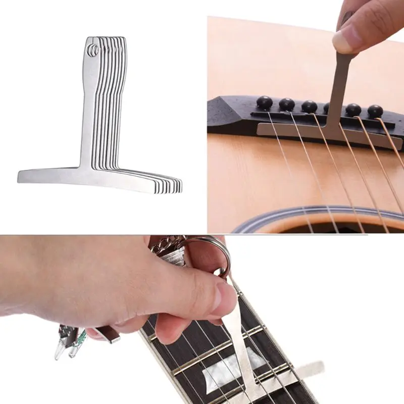 

Free shipping Set of 9 Understring Radius Gauge for Guitar and Bass Setup Luthier Tools for Bridge Saddle Adjustments