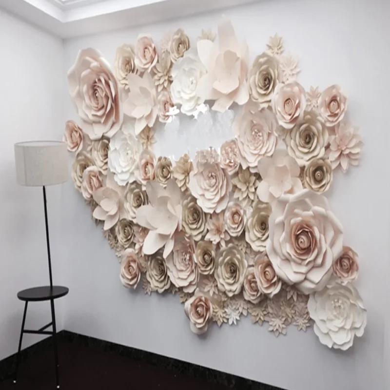 Имитация картона гигантские бумажные розы цветы витрина свадебные фоны реквизит