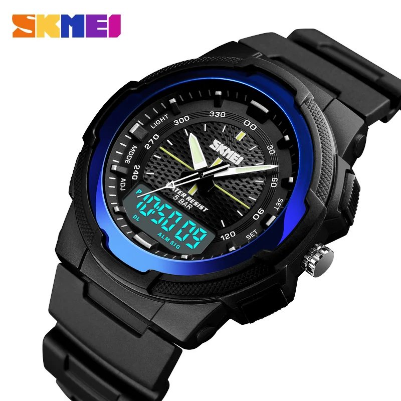 SKMEI-reloj deportivo para hombre, cronógrafo masculino, Digital, LED, informal, resistente al agua 50M, 1454