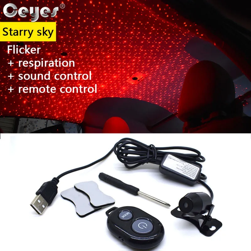 Starry Sky Flicker Ceyes автомобильный стиль USB порт светодиодный фонарь для салона автомобиля декоративные аксессуары атмосферная лампа авто товары DJ звук универсальный для дома - Испускаемый цвет: Starry Sky Flicker