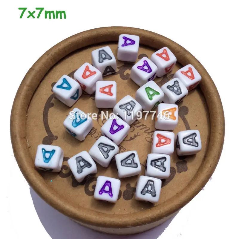 Бусины с буквами в форме Куба Красочные Зеркальные буквы акриловые