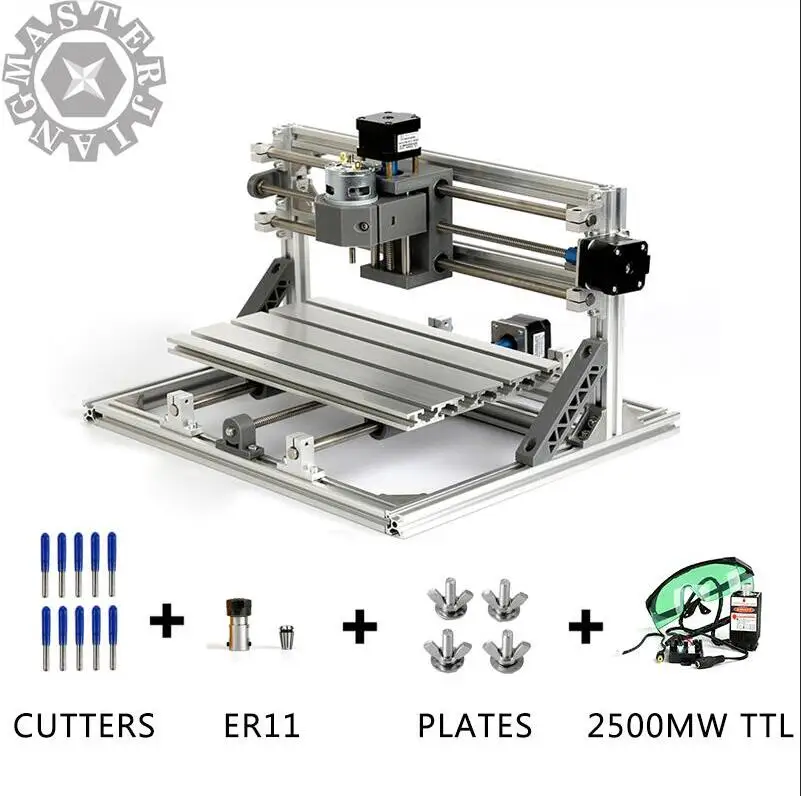 with 2500mw TTL CNC3018 GRBL с ER11-5mm diy мини ЧПУ гравировальный станок лазерная гравировка Pcb ПВХ фрезерный станок деревянный маршрутизатор лучшие передовые игрушки - Цвет: with 2500mw TTL