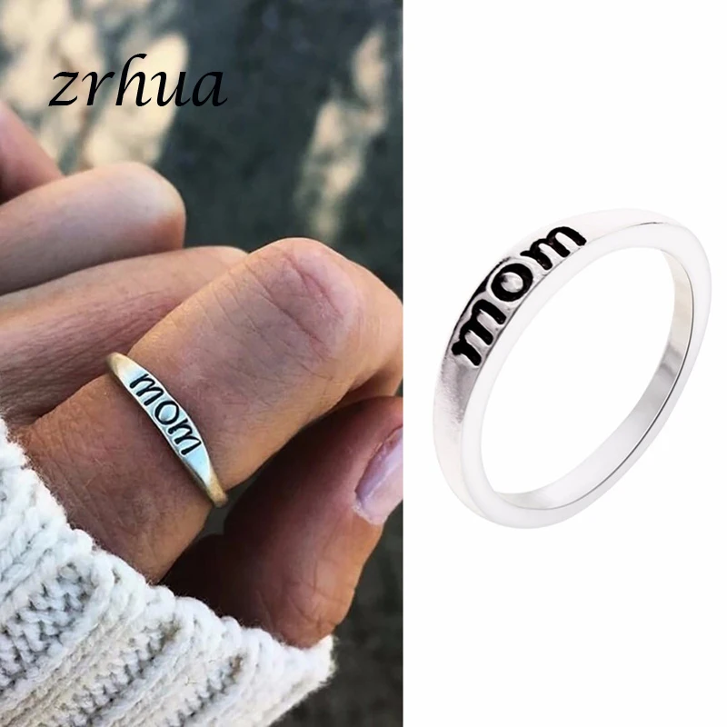 Винтажные Серебристые кулоны Цвет гравировка мама металла кольцо Midi резные