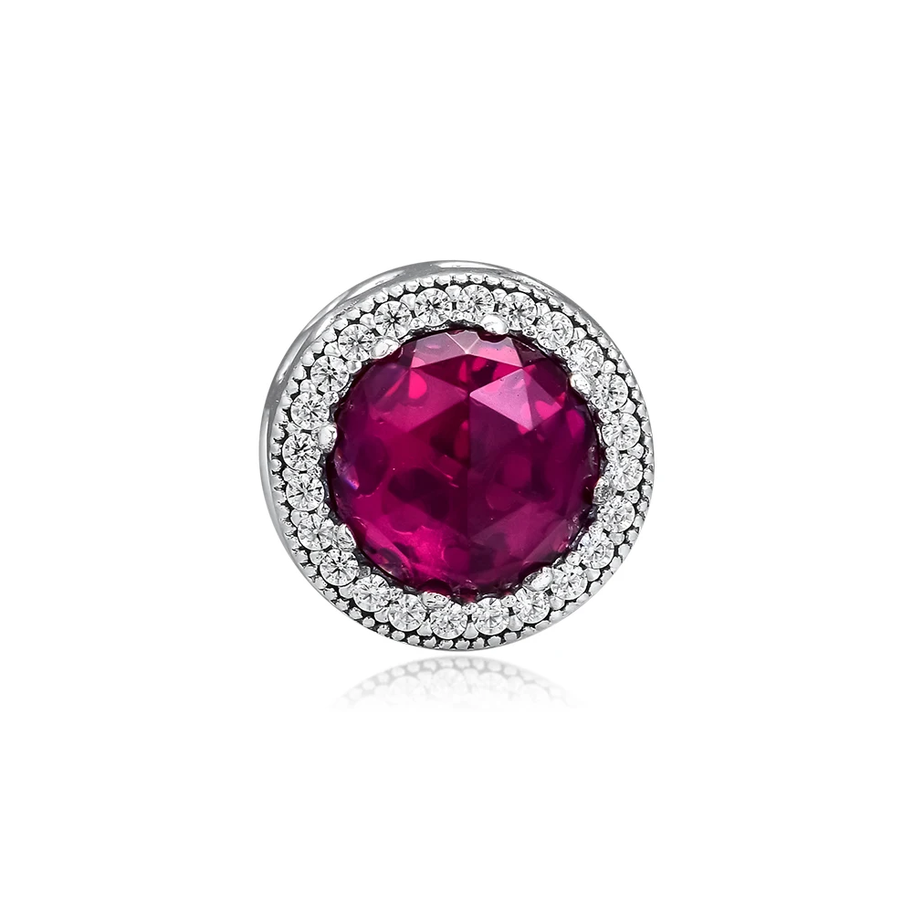 DIY Fits for Pandora Charms Bracelets Radiant Rose Heart Beads with Cerise CZ 100% 925 Sterling-Silver-Jewelry Free Shipping | Украшения и