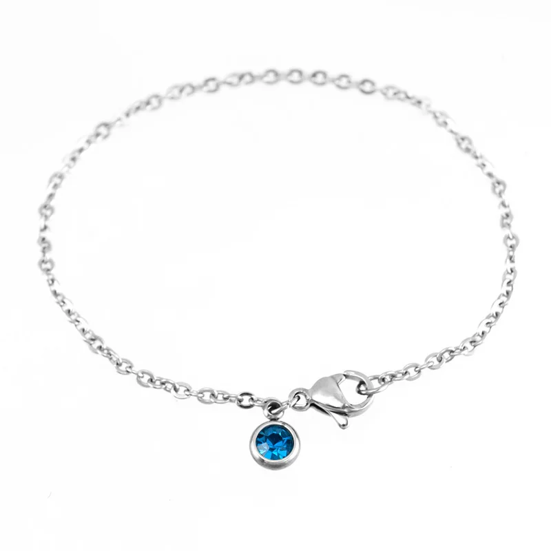 Женский браслет из нержавеющей стали Risul Zodiac birth/month stone 2 мм тонкий Rolo 5 шт.|Браслеты