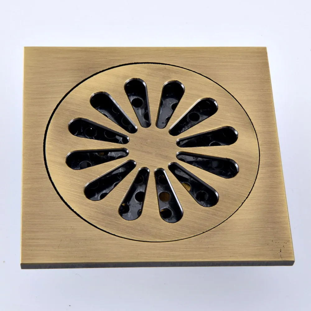 Античная латунь винтажная резная решетка с цветочным узором слив для ванной и