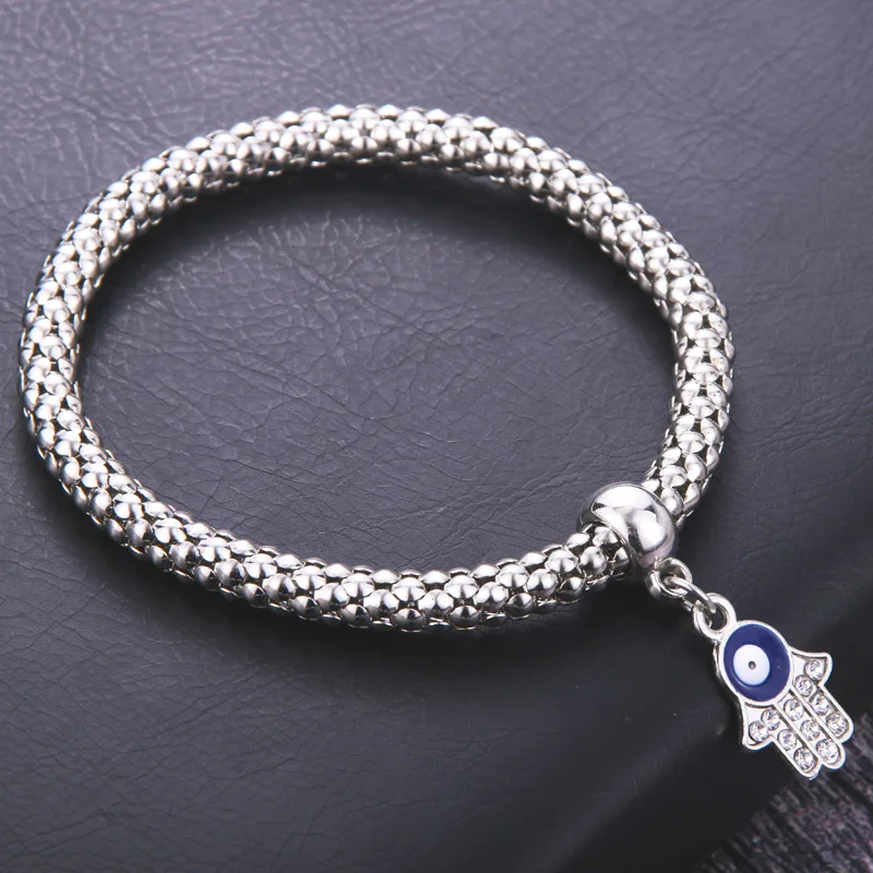 Pulseras Mujer Moda Крест Браслеты попкорн ДЛЯ Woemn шарм браслеты попкорн цепь ювелирные изделия для женщин Мода/девушка ювелирные изделия - Окраска металла: palm