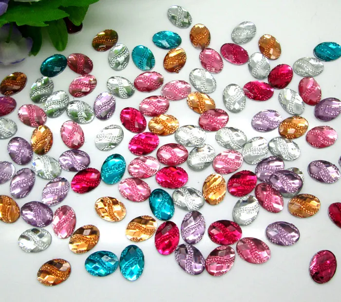 300 шт. смешанные овальные декоративные узоры украшения из смолы поделки бусины