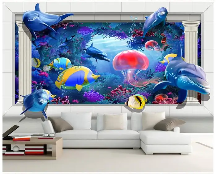 Пользовательские фото обои для стен 3 d настенные фрески океан мир Медуза Дельфин