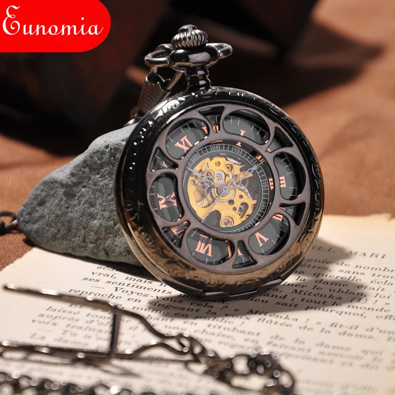 Мужские часы в стиле стимпанк механические с ручным ветром полыми карманами|PW30| |