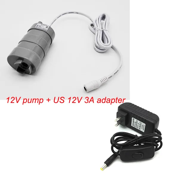 with US adapter DC 12V микро постоянного тока погружной насос для купания, стирки, горного хрусталя и полива - Цвет: with US adapter