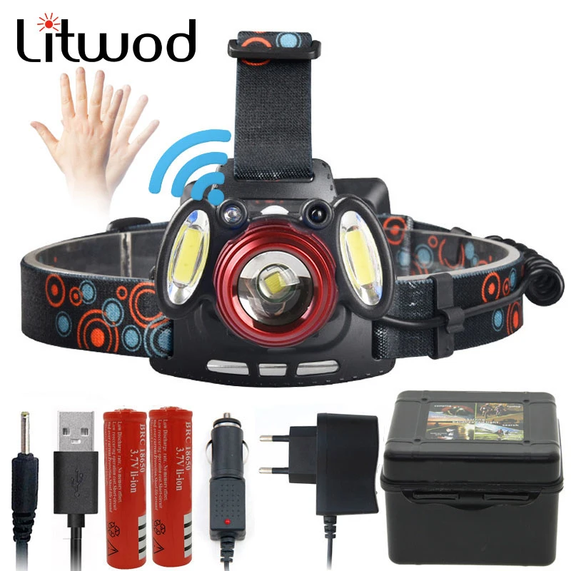 Litwod Z40305 XM L T6 + 2 * COB светодиодный налобный фонарь для использования 2*18650