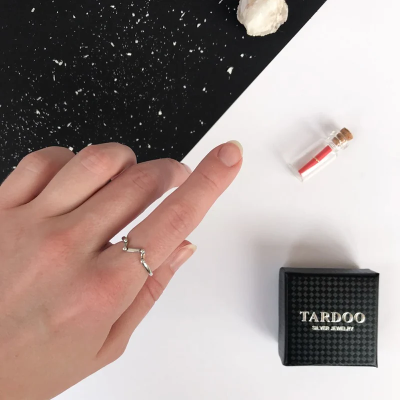 Действительно 925 пробы Серебро Геометрические кольца для Для женщин Созвездие