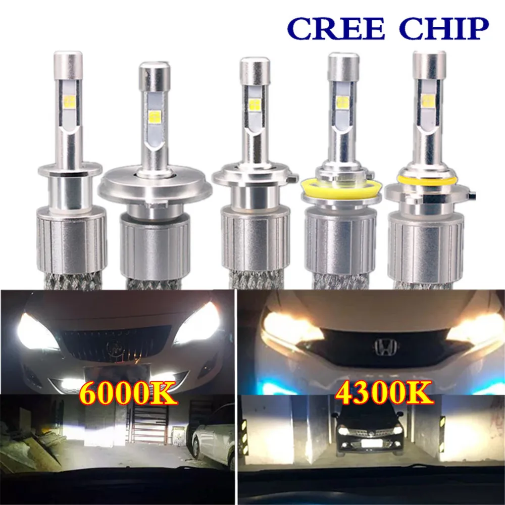 2x автомобиль светильник H4 светодиодный лампы 4300 К 6000 104W 12000LM XHP50 чипы светодиодный головной светильник H1 H3 H7 H11 9005 D1S D2S 880 светодиодный туман светильник H27 881