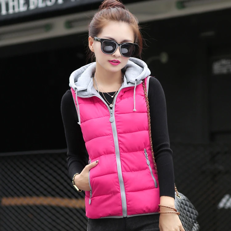 Осенне-зимний женский хлопковый жилет с капюшоном теплое пуховое пальто женская