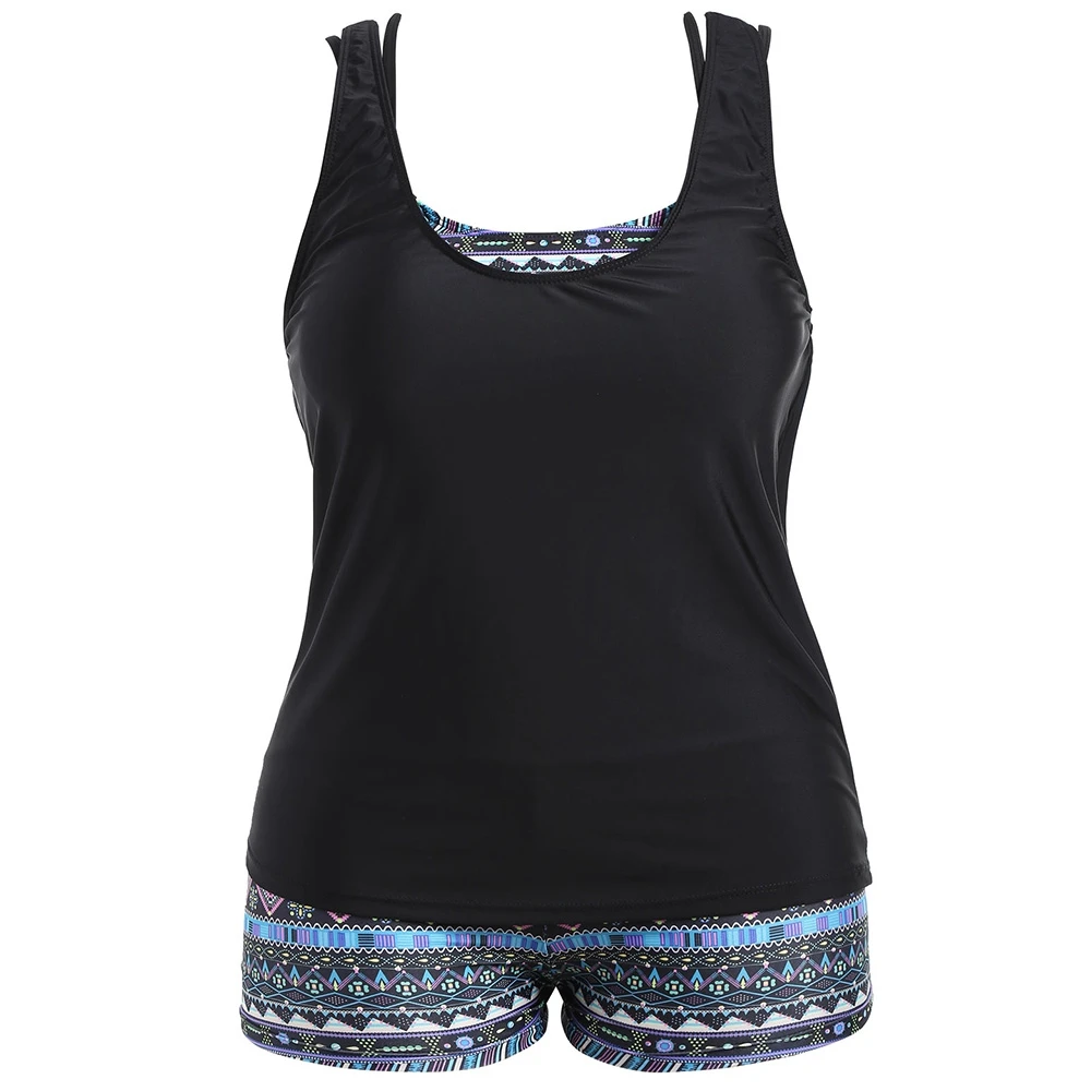 2019 танкини три части с этническим принтом купальник женский размера плюс